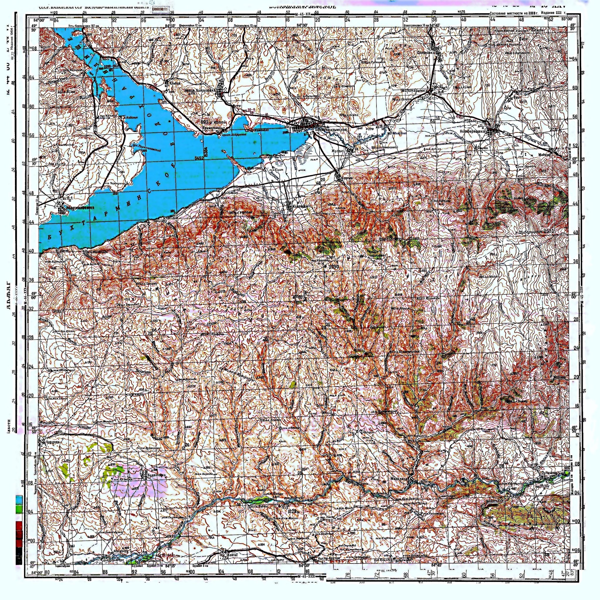 Бухтарминское водохранилище карта