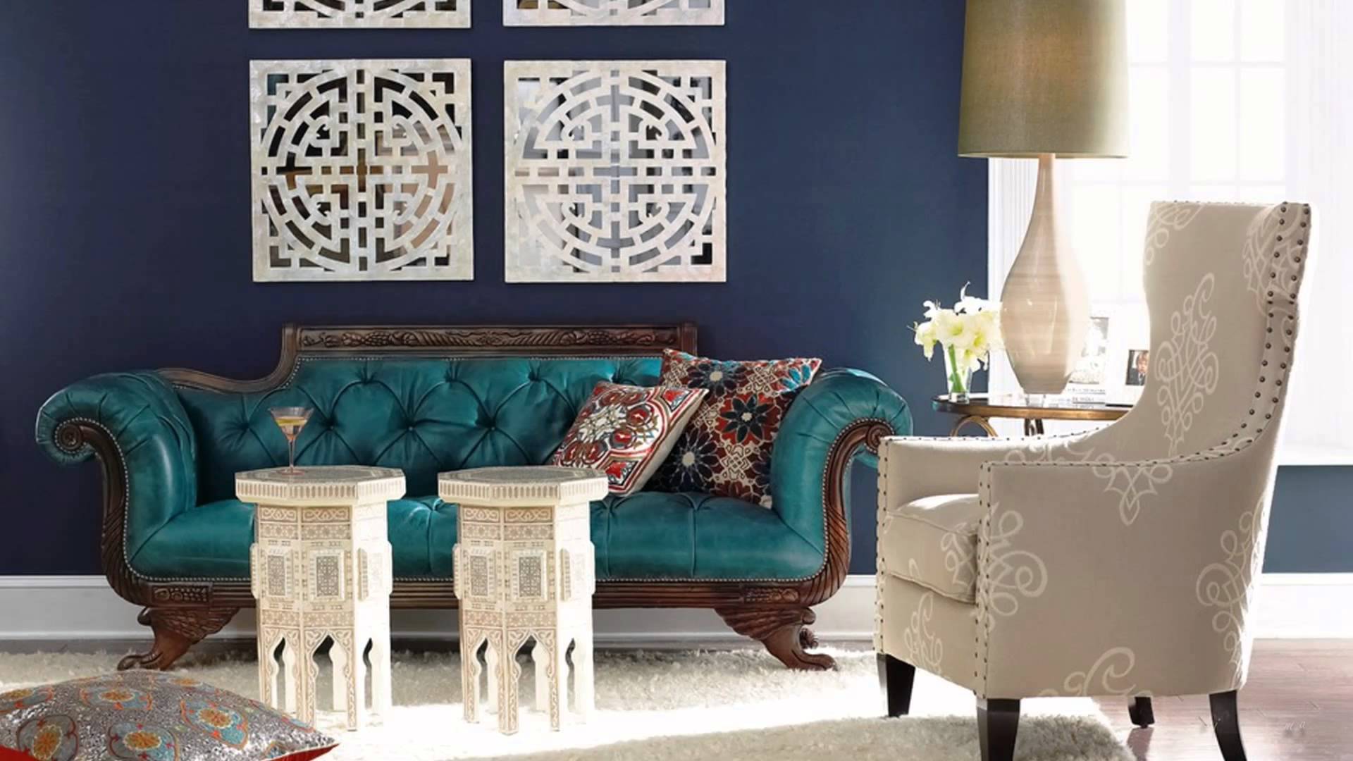 Интерьер в марокканском стиле сине голубая гамма