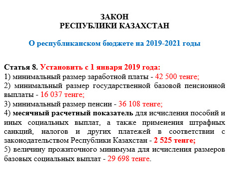 МРП на 2019 - 2021